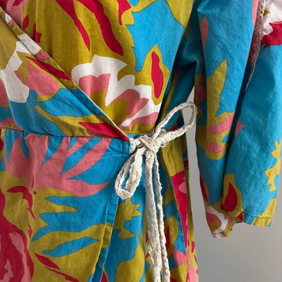Anthropologie Porridge Floral Wrap Dress Women's M Colorful Tropical Resortwear - Picture 7 of 15